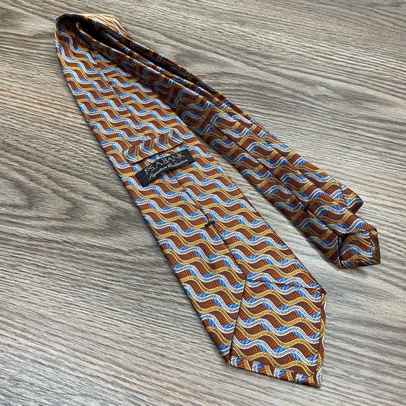 Jos A Bank Signature Copper, Gold & Blue Pattern Tie - Picture 2 of 4